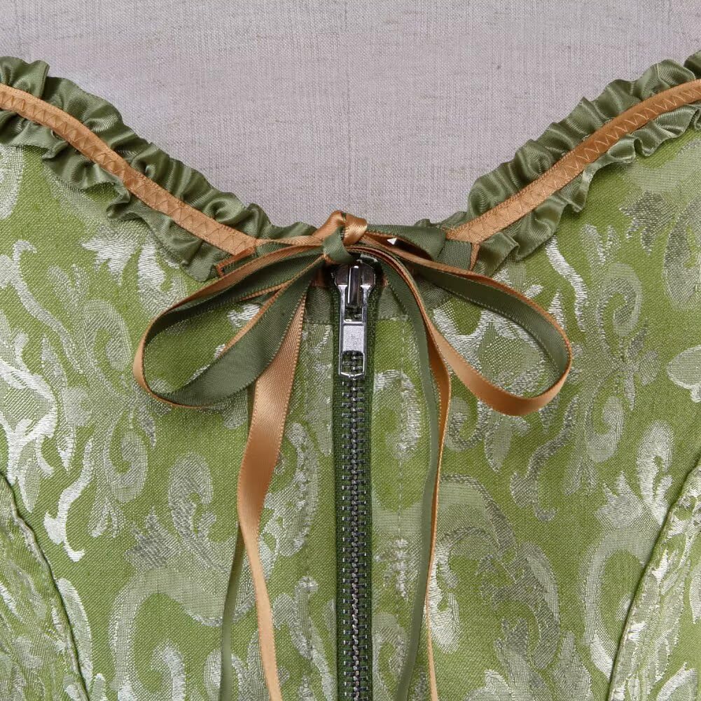 Jutrisujo Corset Dress with Multi Layer Skirt Tulles Set for Women Bustier Top Zipper Front Classic Floral Plus Size