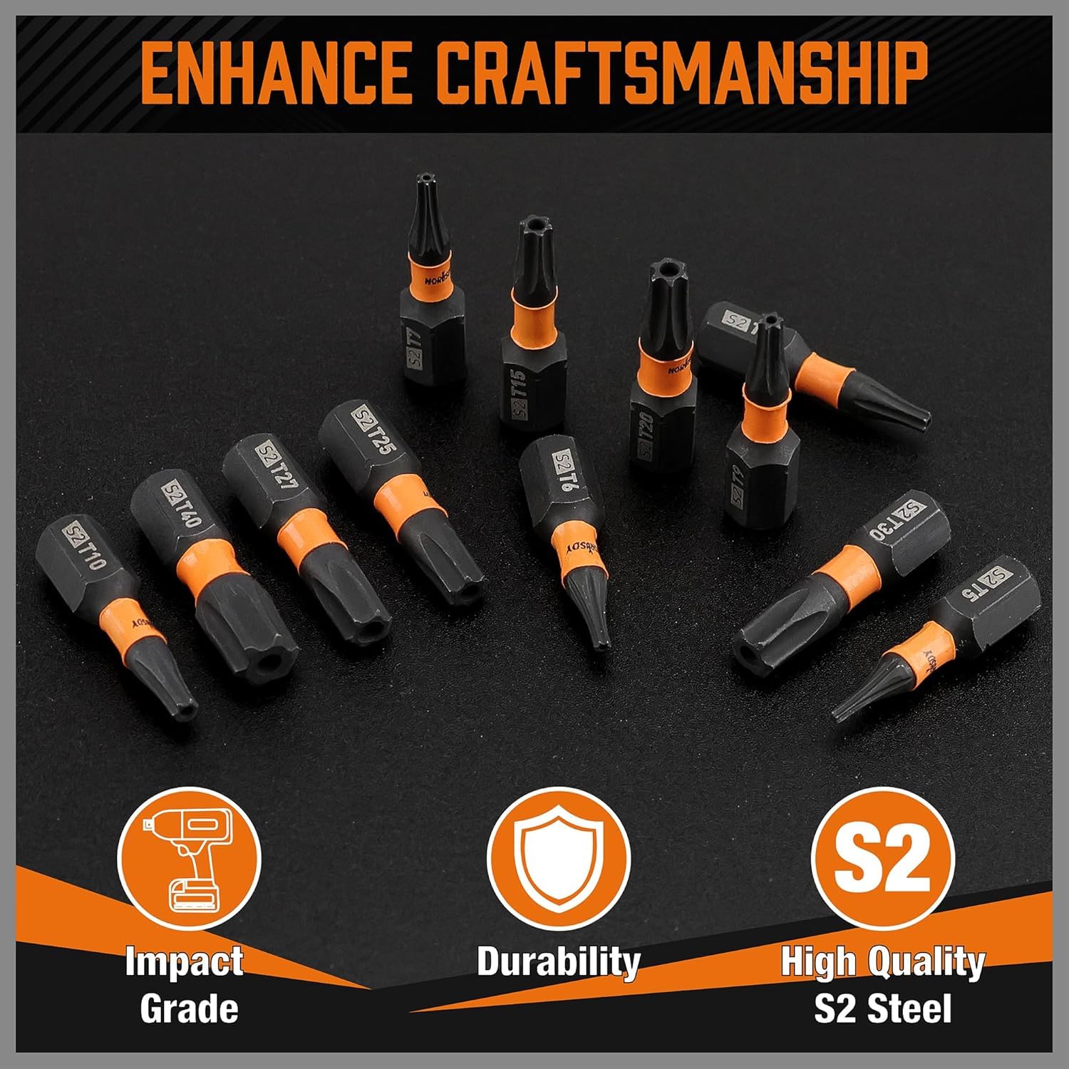HORUSDY Lot de 14 embouts Torx T5-T40 – Jeu d'embouts de sécurité Torx – Jeu d'embouts Torx de sécurité | Jeu d'embouts de tournevis Torx 1/4