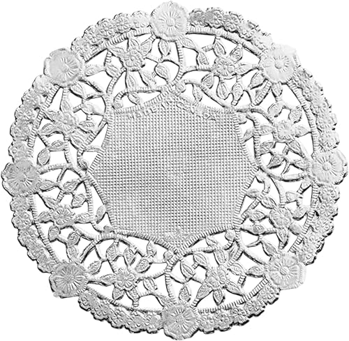 The Baker Celebrations Tapones redondos de papel de encaje de 4 pulgadas, paquete de 100 tapices decorativos desechables para postres, pasteles,