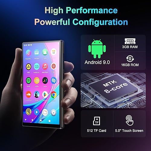 Miniatura 3 de Fanvace Reproductor MP3 de 5 pulgadas con WiFi Bluetooth, reproductor MP3 de 80 GB con Spotify, reproductor MP4 de 2500 mAh con pantalla táctil de