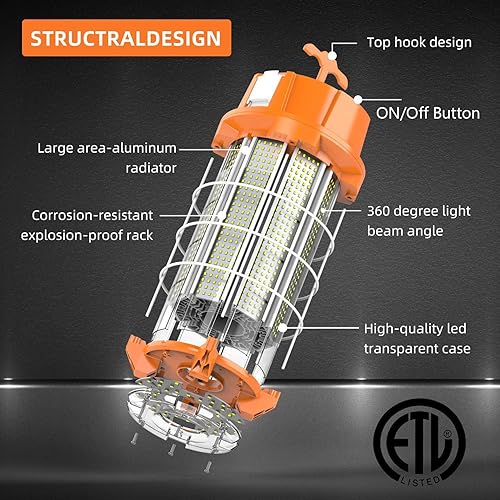 Miniatura 2 de Luz de trabajo temporal LED de 250 W, 37,500 lúmenes, luces de construcción, 5000 K, portátil, enlazable, IP65, de alto lúmenes, súper brillante,