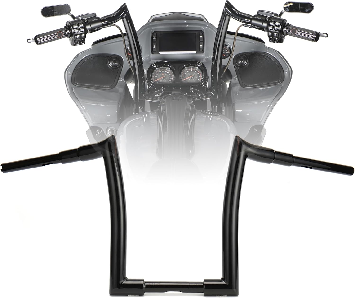 Black 1.5" SUPER FAT 12" Rise Handlebar for Harley 1996-2013 Road Glide & 1995-Later Road King & Some Softail Dyna Models