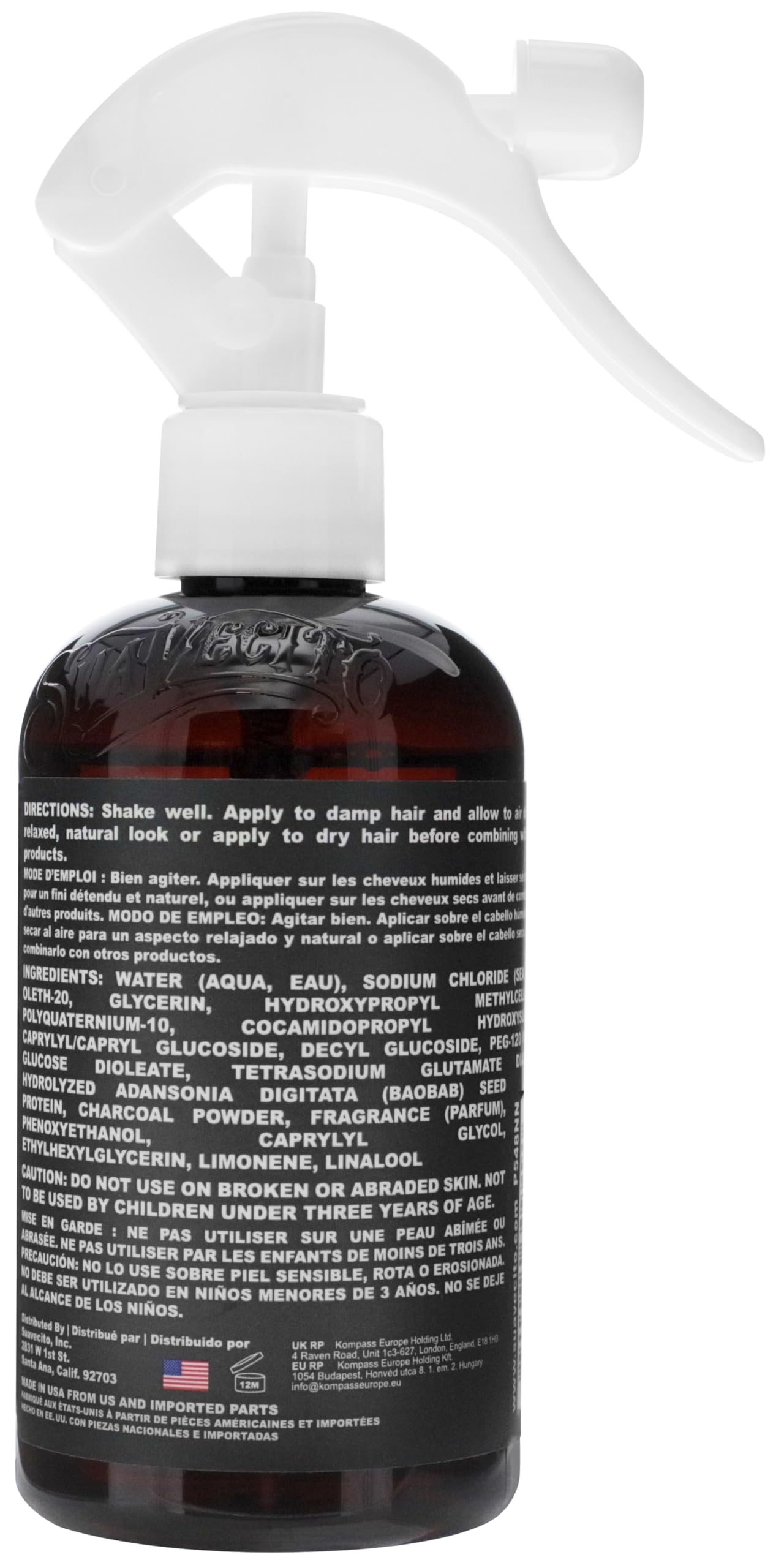 Suavecito Sea Salt Spray Texturizing Volumizing Hair Spray for Men 237ml | Adds Natural Beach Waves and Matte Finish. Lightweight Non Sticky Formula with Refreshing Scent. Volumizing Texture.