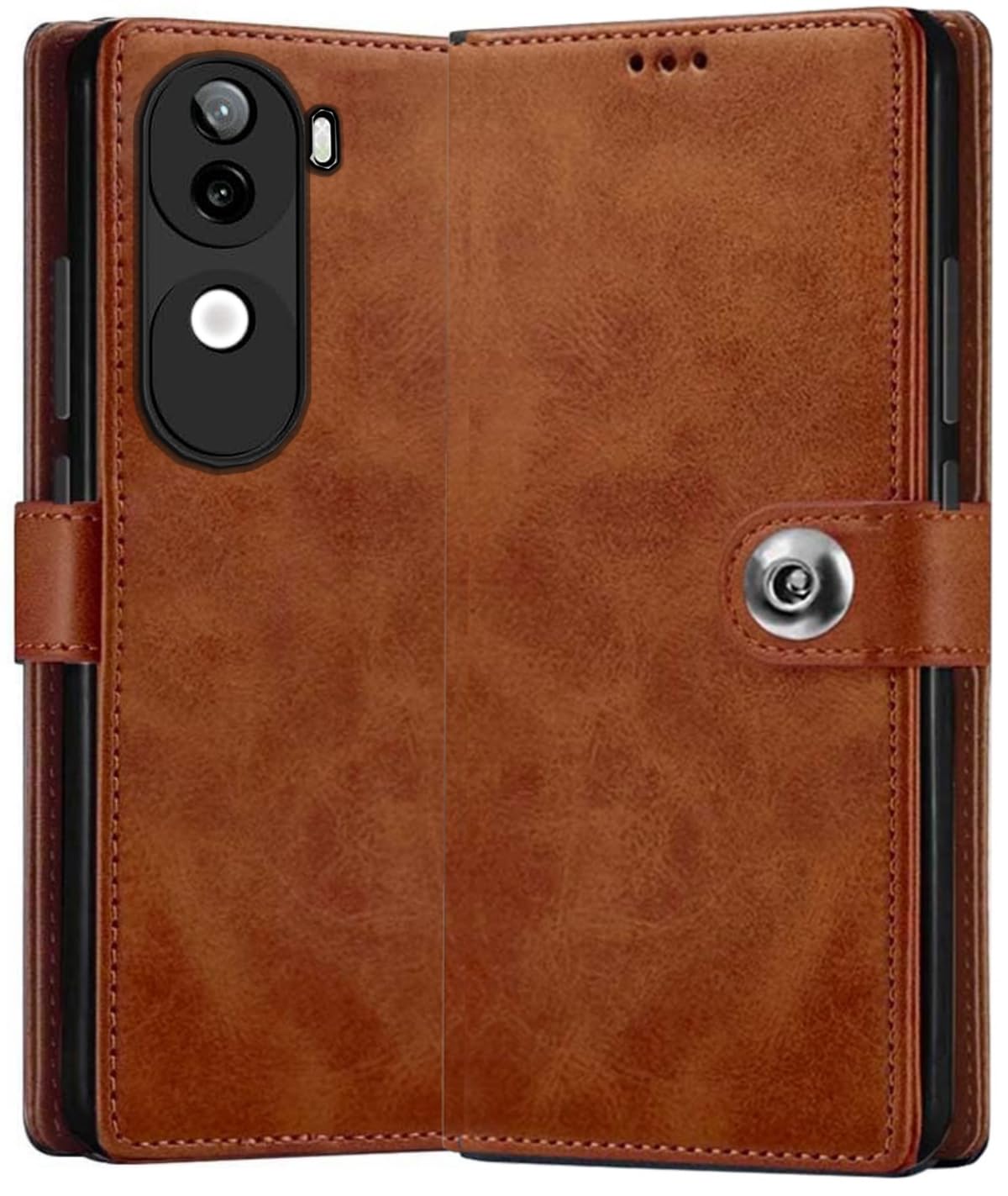 SHINESTAR Ultimate Leather Finish Flip Back Cover for iQOO Z9s 5G | Inside TPU & Inbuilt Stand | Wallet Style iQOO Z9s 5G Back Cover Case | Stylish Button Magnetic Closure - Brown (B0DG6R4JBY) Amazon Price History, Amazon Price Tracker