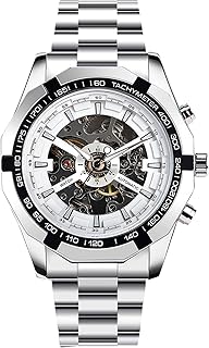 Herrenuhren Automatische Mechanische Armbanduhr Leuchtende Uhr mit Edelstahlband Skelett Militär Uhr