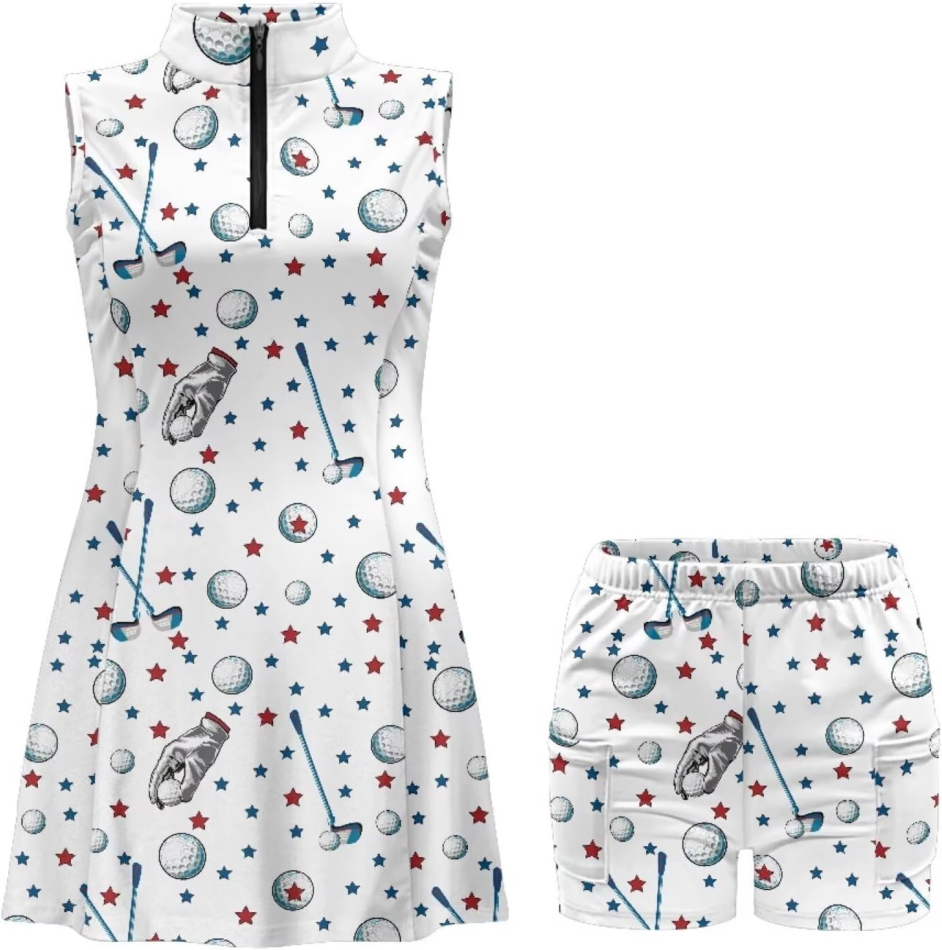 Golf Tennis Dress for Women 2 Piece Sets Sleeveless Golf Dresses with Shorts Inner Pocket Pickleball Wear