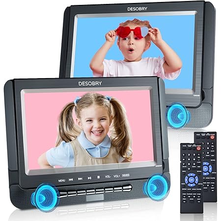 Amazon Co Jp ヘッドレストモニター 9 5インチ ２台セット Desobry 車載dvdプレーヤー 車載モニター 後席モニター リージョンフリー 三つ給電式 5時間再生可能 Cprm Av Usb Sdカード対応 車 バイク