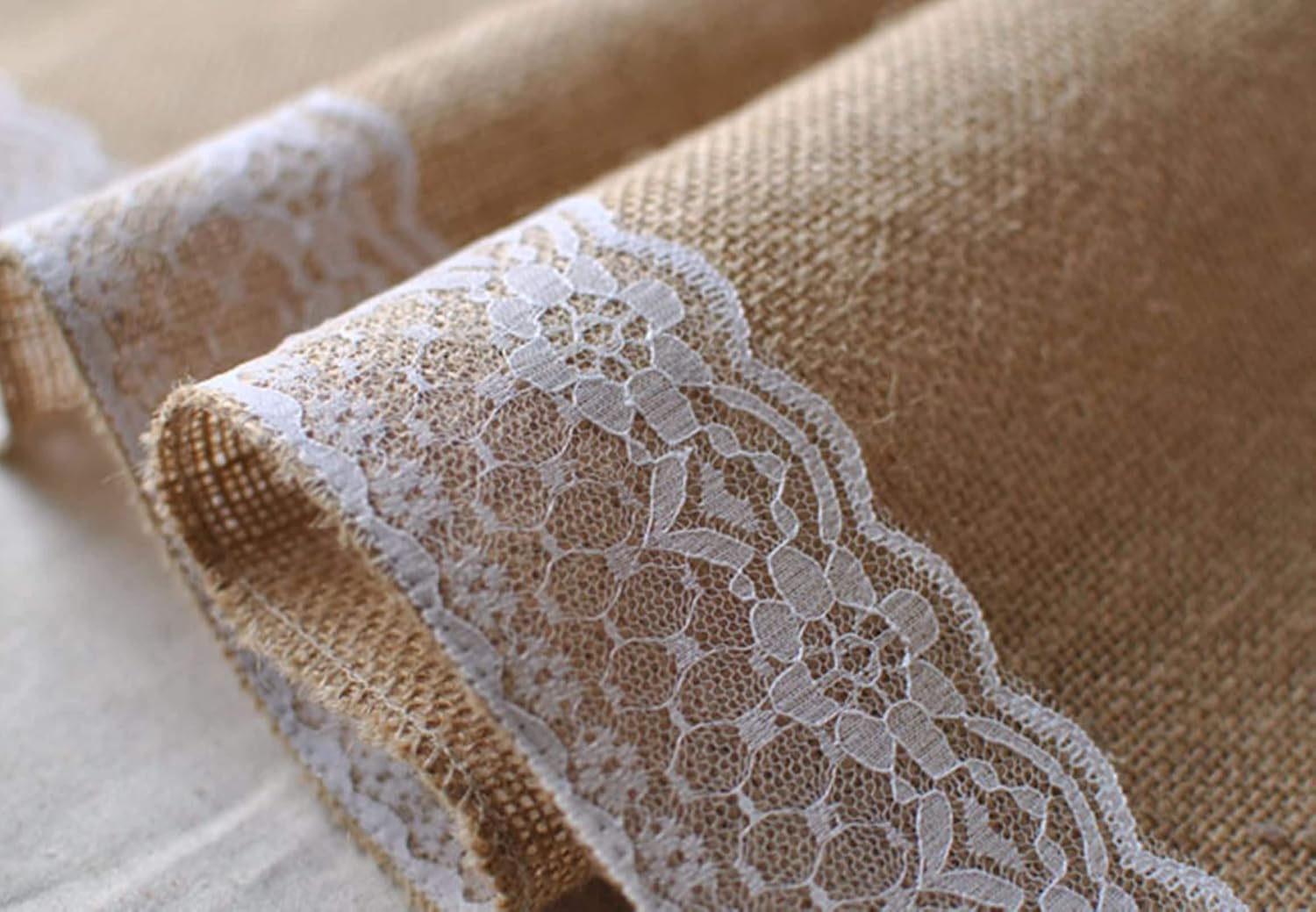 Thanksgiving Table Runner,30x200CM,Simple Solid Color with Lace Autumn Table Runner Rectangle Linen,Table Runner Small Rectangle Table Khaki White