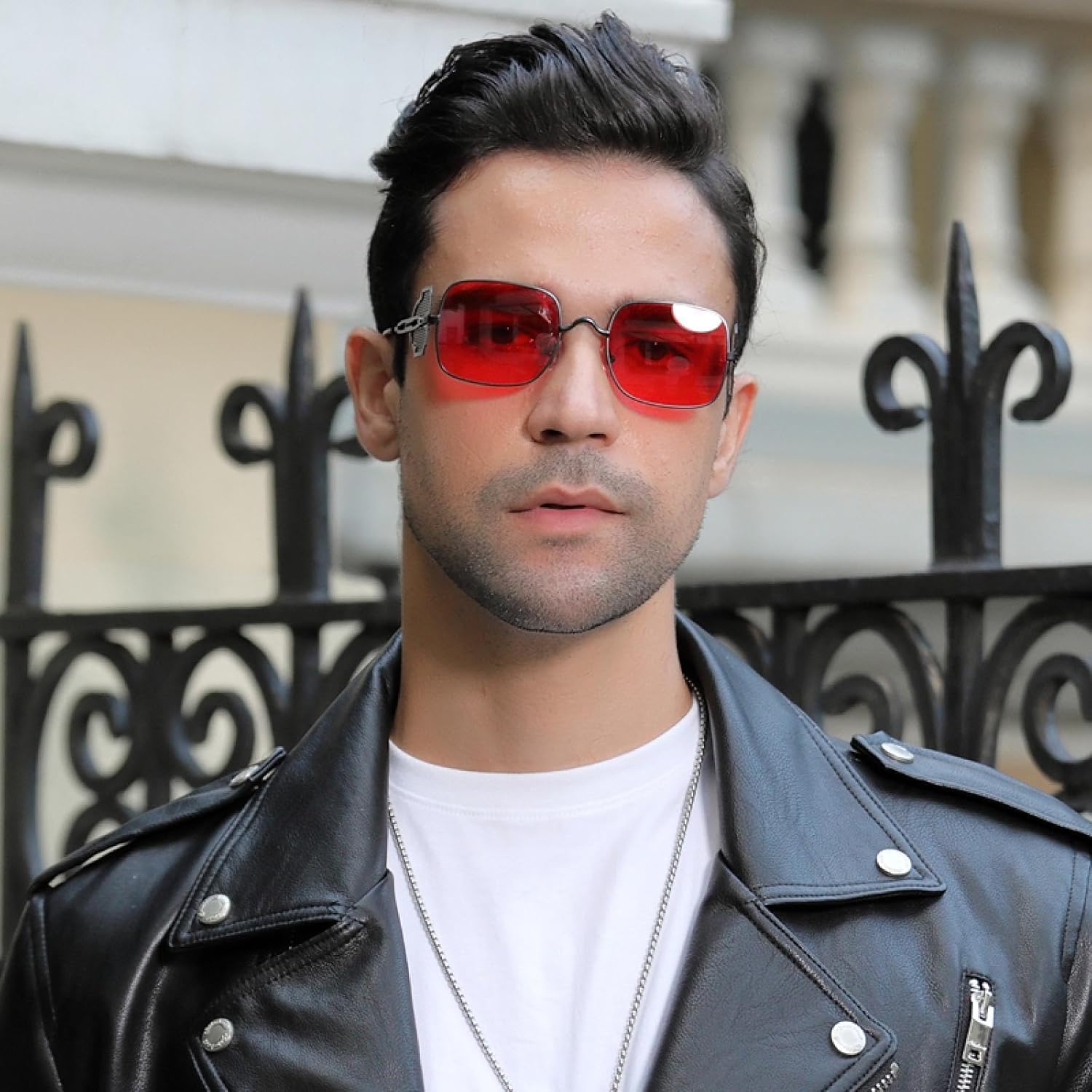 Rectangle Steampunk Sunglasses for Men Unique Side Metal Punk Vintage