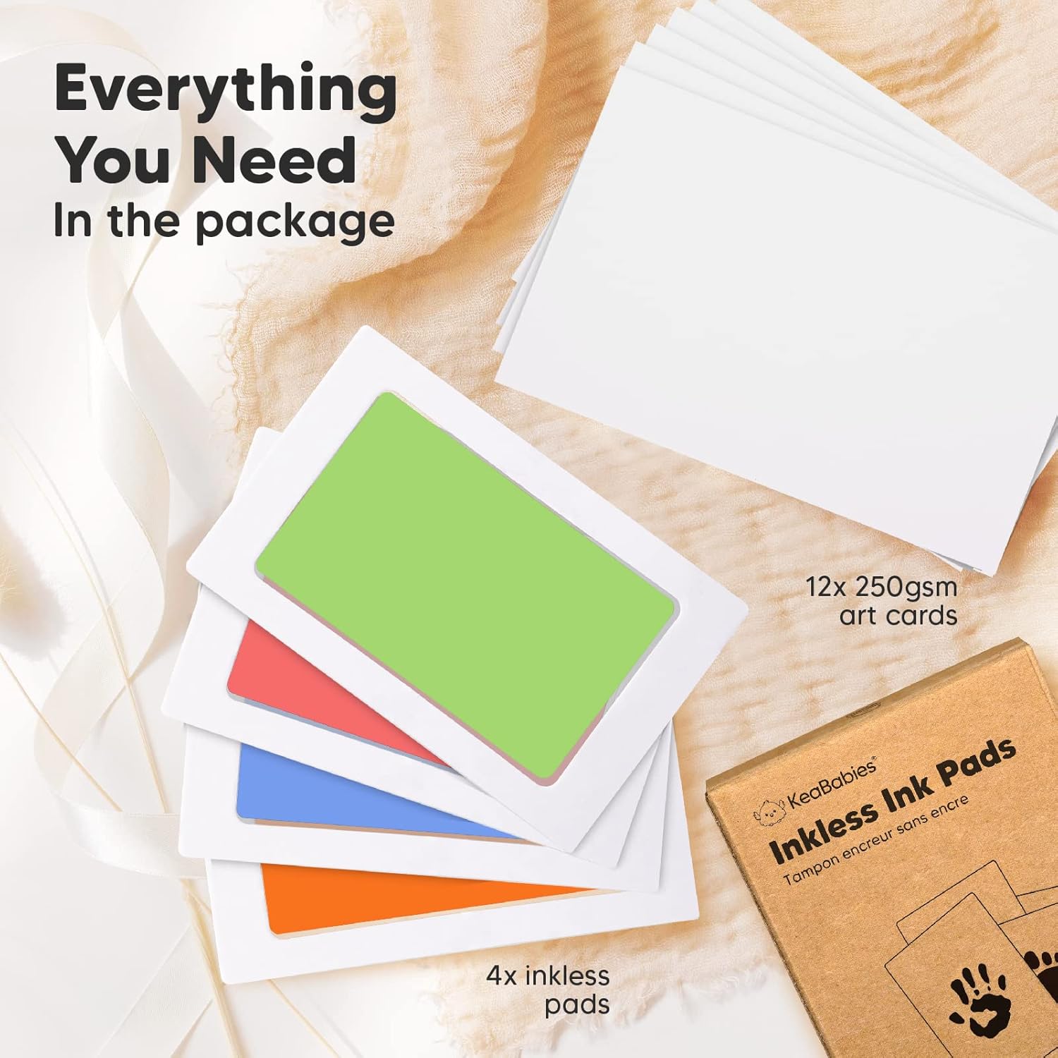 KeaBabies Baby Hand and Footprint Kit and Inkless Hand and Footprint Kit - Baby Footprint Kit, 4-Pack Ink Pad for Baby Hand and Footprints, Newborn Keepsake Frame, Dog Paw Print Kit