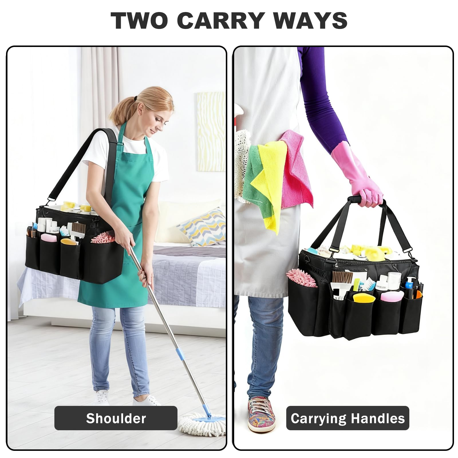 UWIOFF Reinigungs-Caddy mit Griff, Organizer für Reinigungsmittel und verstellbare Schultergurte für Zuhause, Auto, Garten