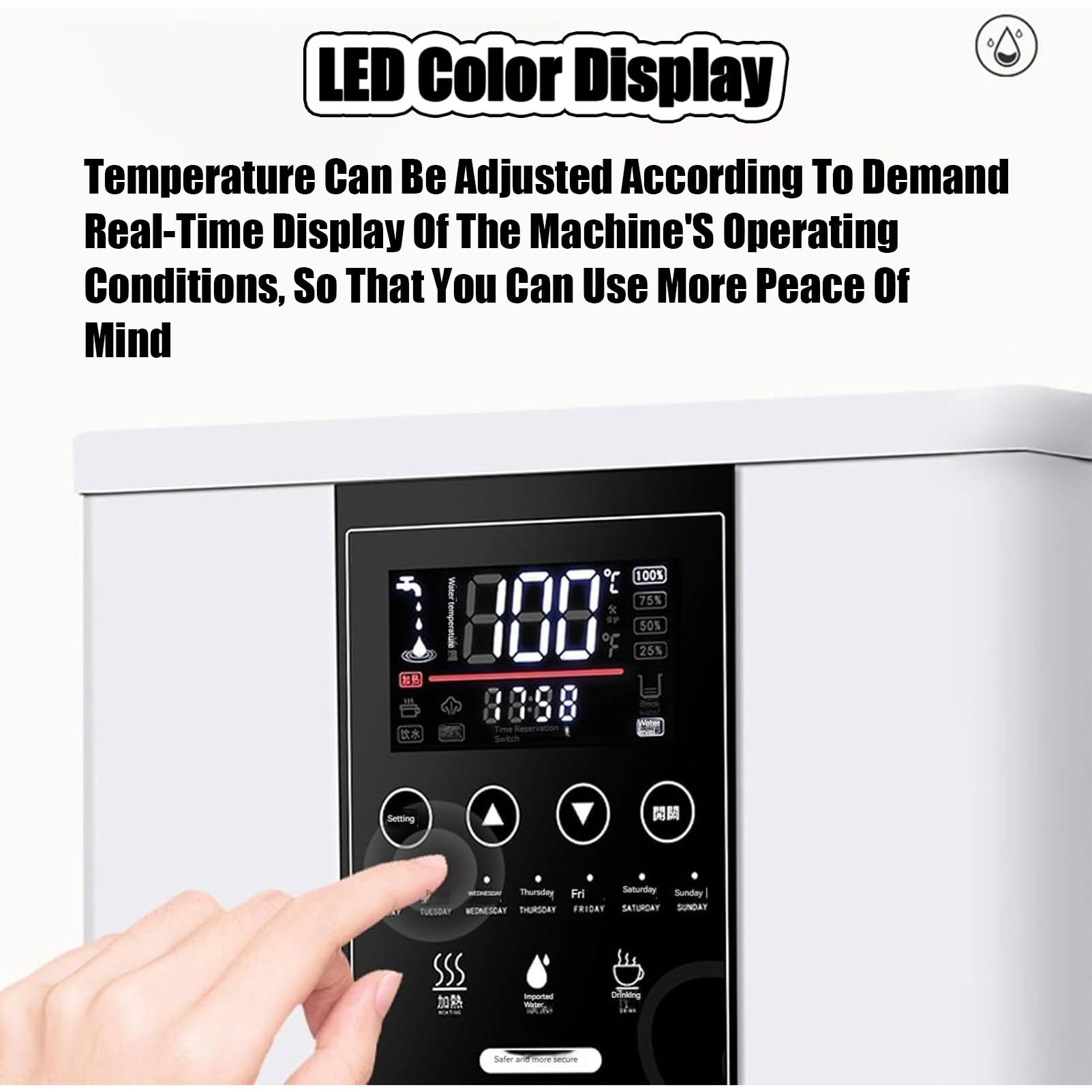 Distributeur d'eau chaude automatique instantané avec filtre LCD et bec verseur mural pour café, maison, bureau