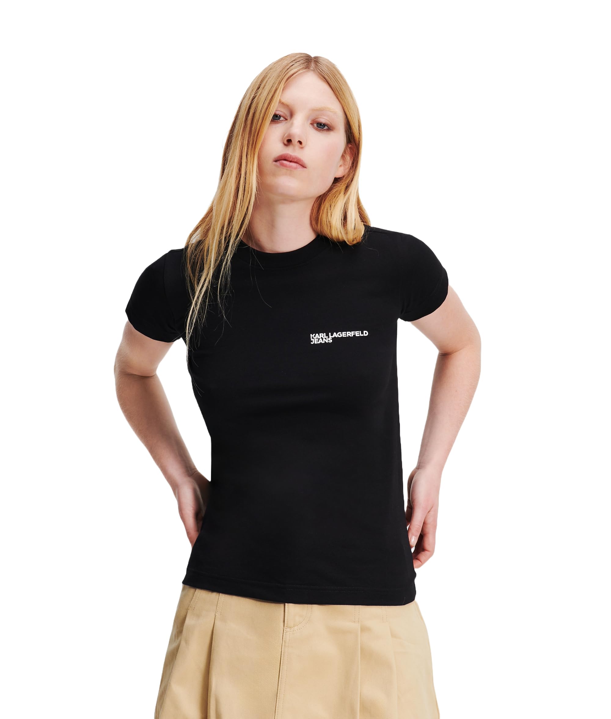 KARL LAGERFELD JEANS Women Slim Fit T-Shirt Black XS