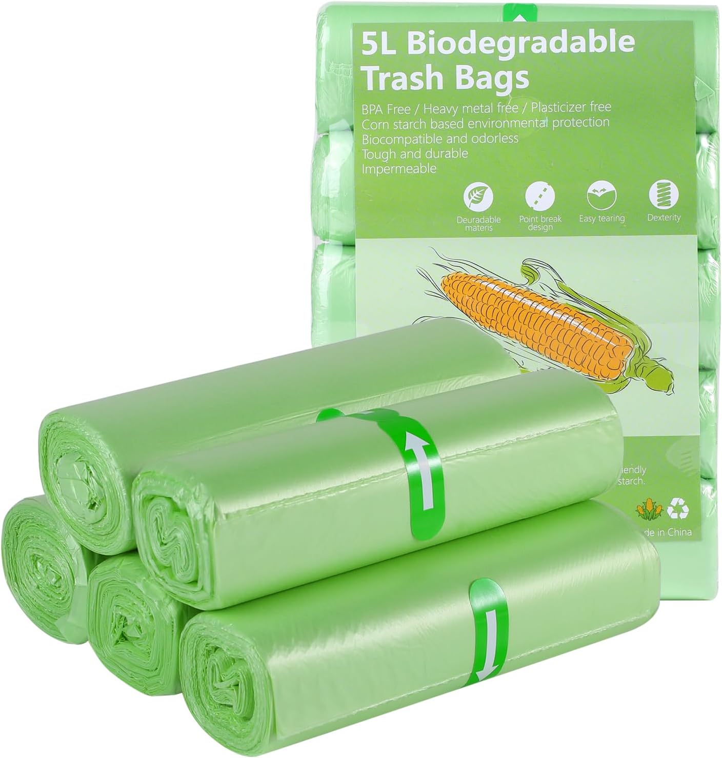 Bin Bags 100 Counts, 5L Biodegradable Bin Liners Food Waste Bags