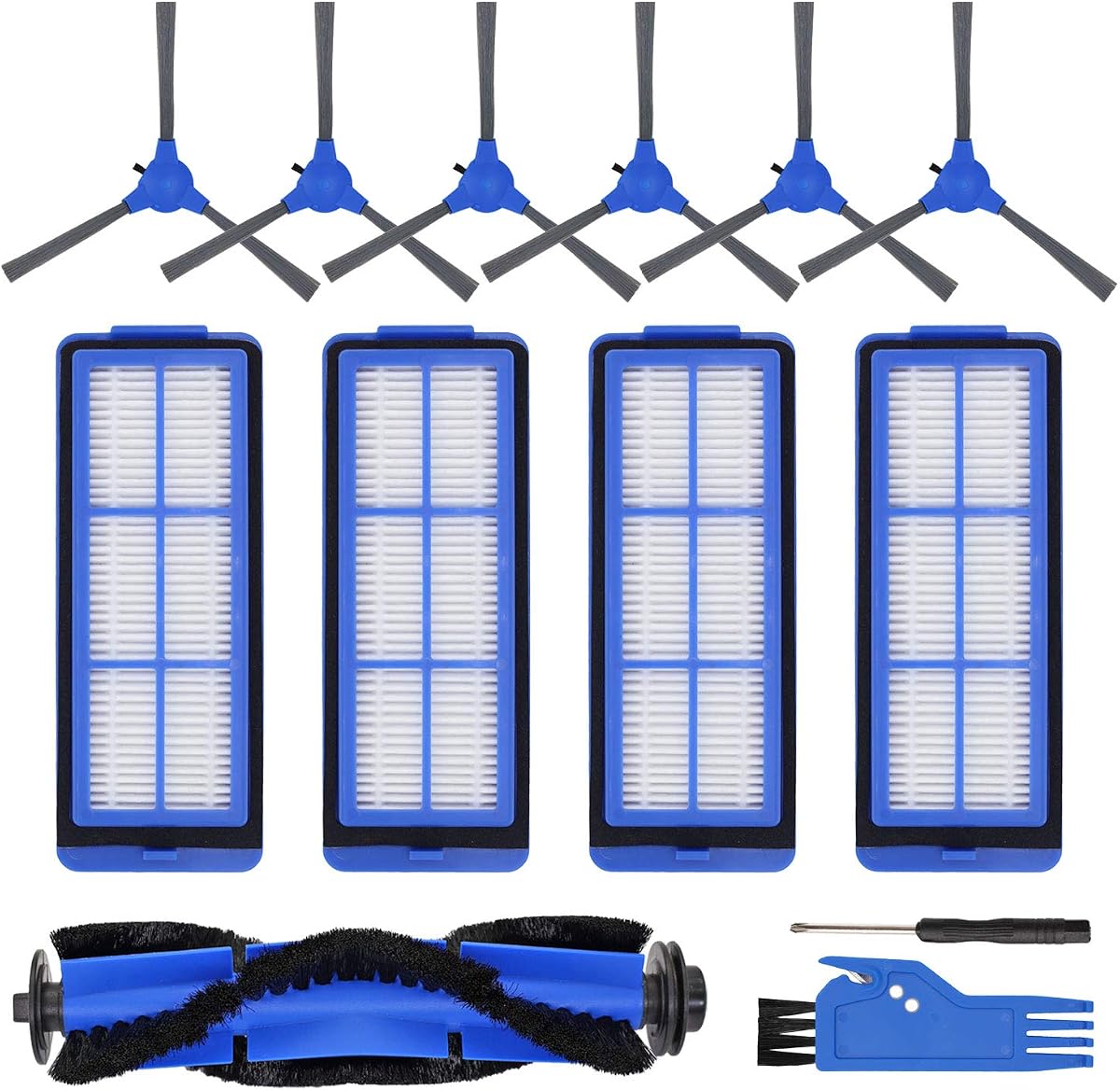 Piezas de repuesto para Eufy 11S Max, kit de accesorios para aspiradora robótica híbrida 15C Max, 30C Max, G30, G30 Edge, G30, incluye 4 filtros, 6 cepillos laterales, 1 cepillo de rodillo, no apto para 11S