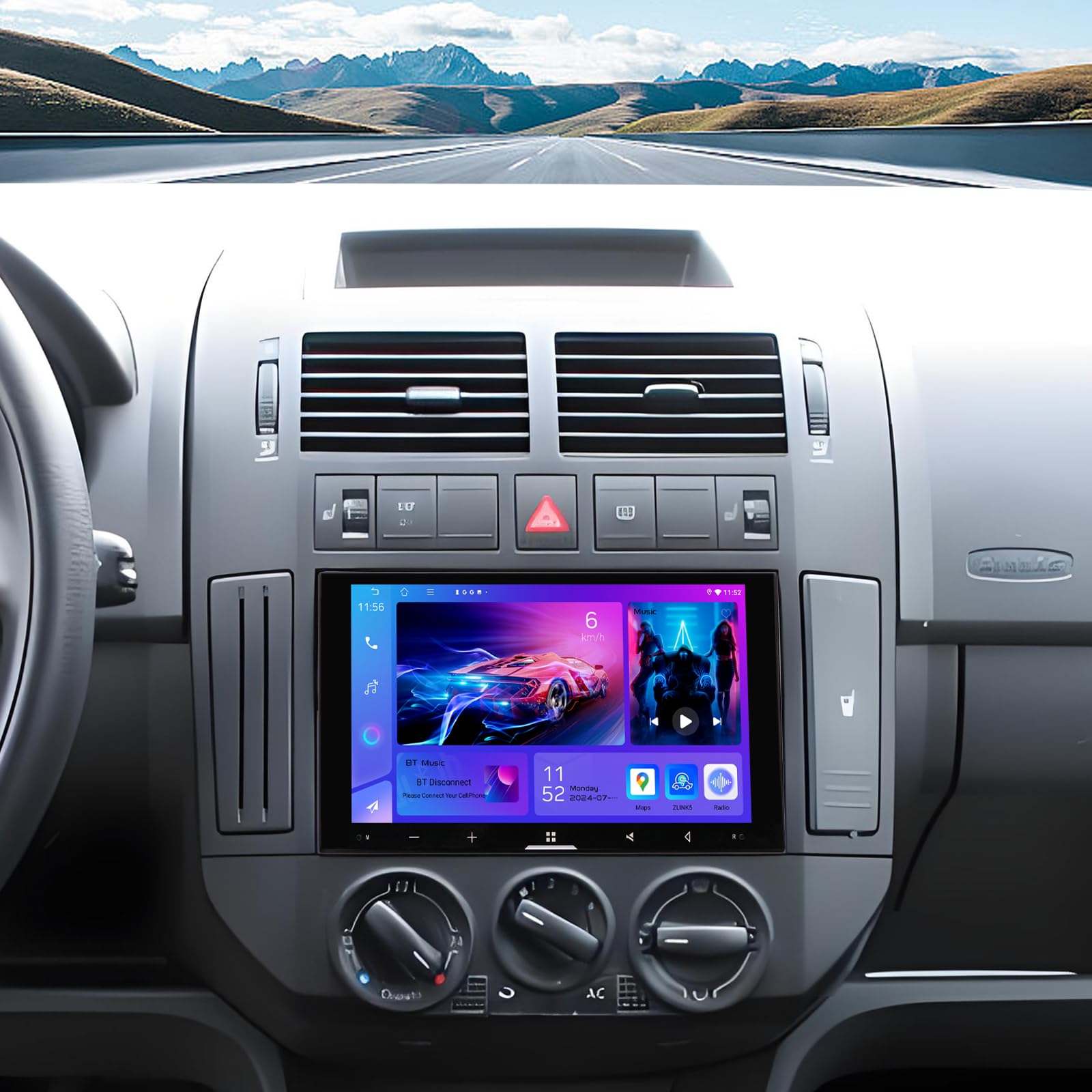 4+64GB Android 15 Autoradio für Volkswagen Polo MK4 2001-2009 9N 9N3, 7 Zoll Touchscreen mit Wireless CarPlay & Android Auto, GPS Navigation, Bluetooth, WiFi, DSP, RDS AM/FM, AHD 1080P Rückfahrkamera