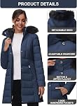 SLOW DOWN Women Winter Down Puffer Coat Warm Hooded Mid-Length Down Jacket for Women with Faux Fur Trim Hood and Pile Collar