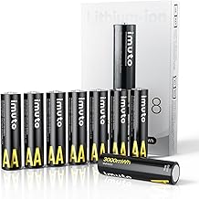 imuto 3000-IMU8AA AA Batteries Rechargeable Lithium 1.5 V Pack of 8