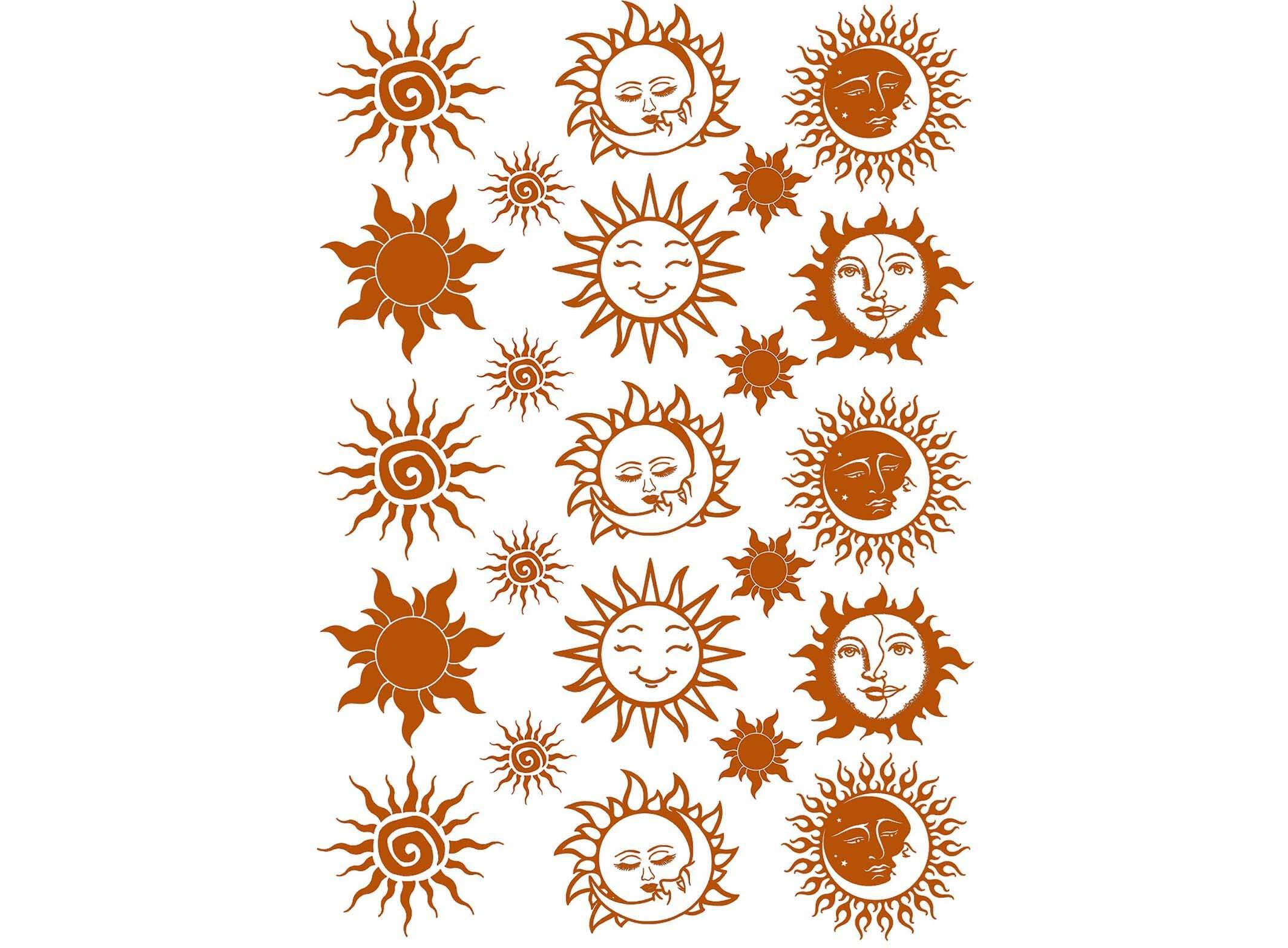 Sun Moon 23 pcs 1 Inch 22k Gold Fused Glass Decals