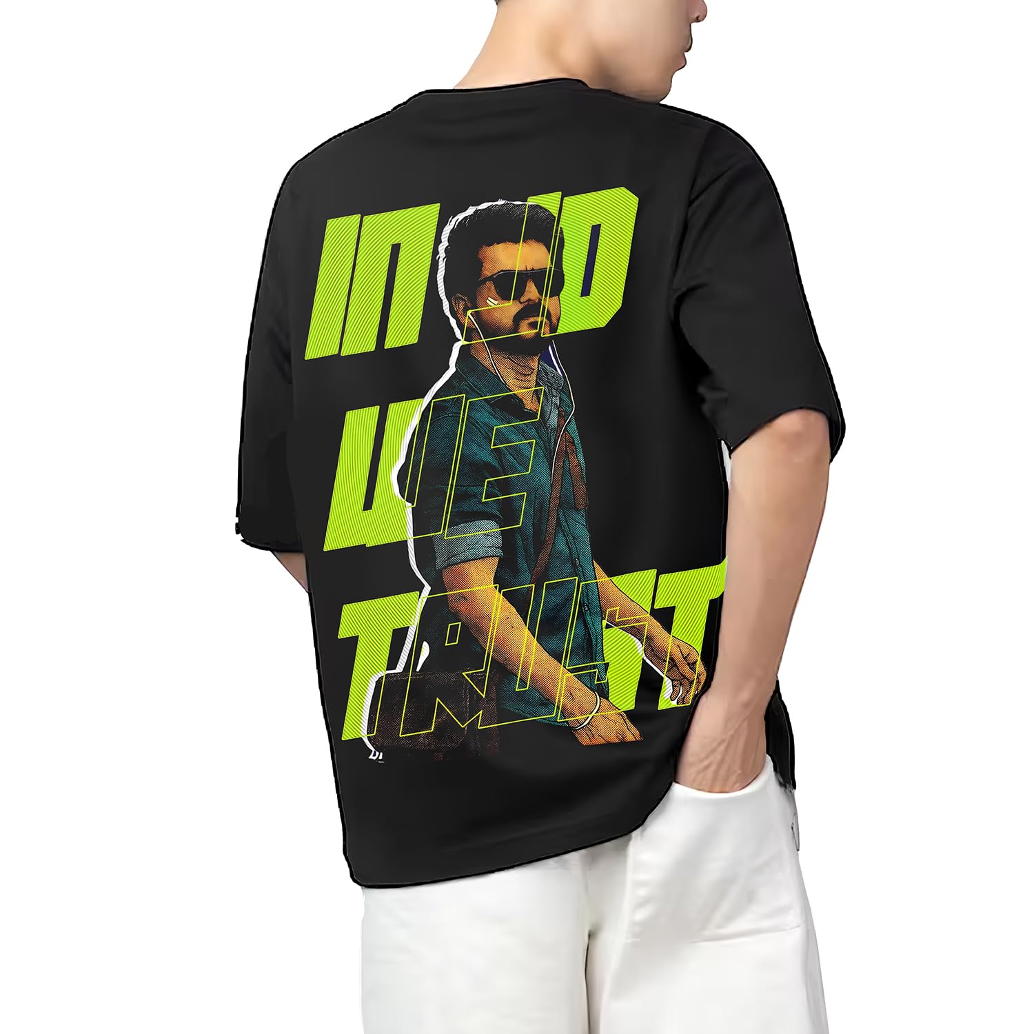 AROA Tshirt in JD We Trust Thalapathy Vijay Model : 073 Men Cotton Printed Oversized/dropshoulder/Round Neck Black Tshirt for Men Women Unisex-picture-24