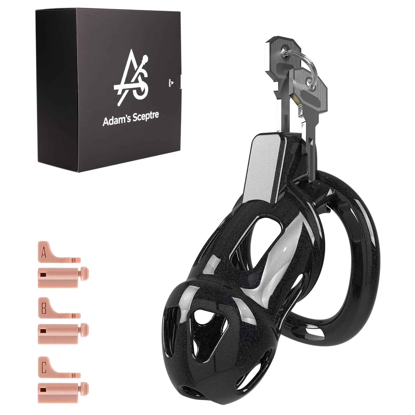 Adam’s Sceptre Male Chastity Cage, Starlight Black Medium Premium Chastity Device with Invisible Lock & Disposable Resin Keys for Long-Term Wear Men Penis Exercise Bondage Gear & Adult Sex Toy M Starlight Black