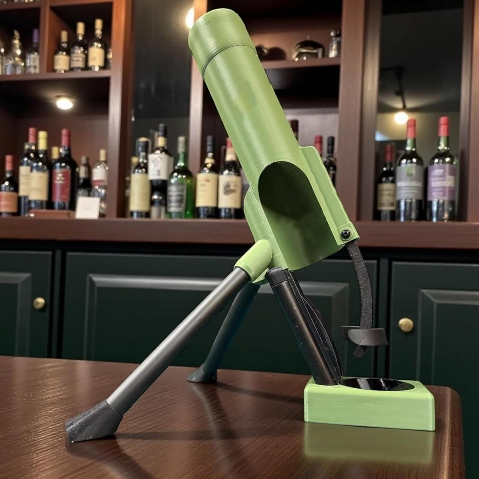 Bierflaschenöffner im Mörser-Design, 51-mm-Kronkorken-Werfer, automatisches Push-Down-Design für freihändige Bedienung, Bierflaschenöffner im „Mortar-Style“ – ideal für Hausbar & Partys (2*A)