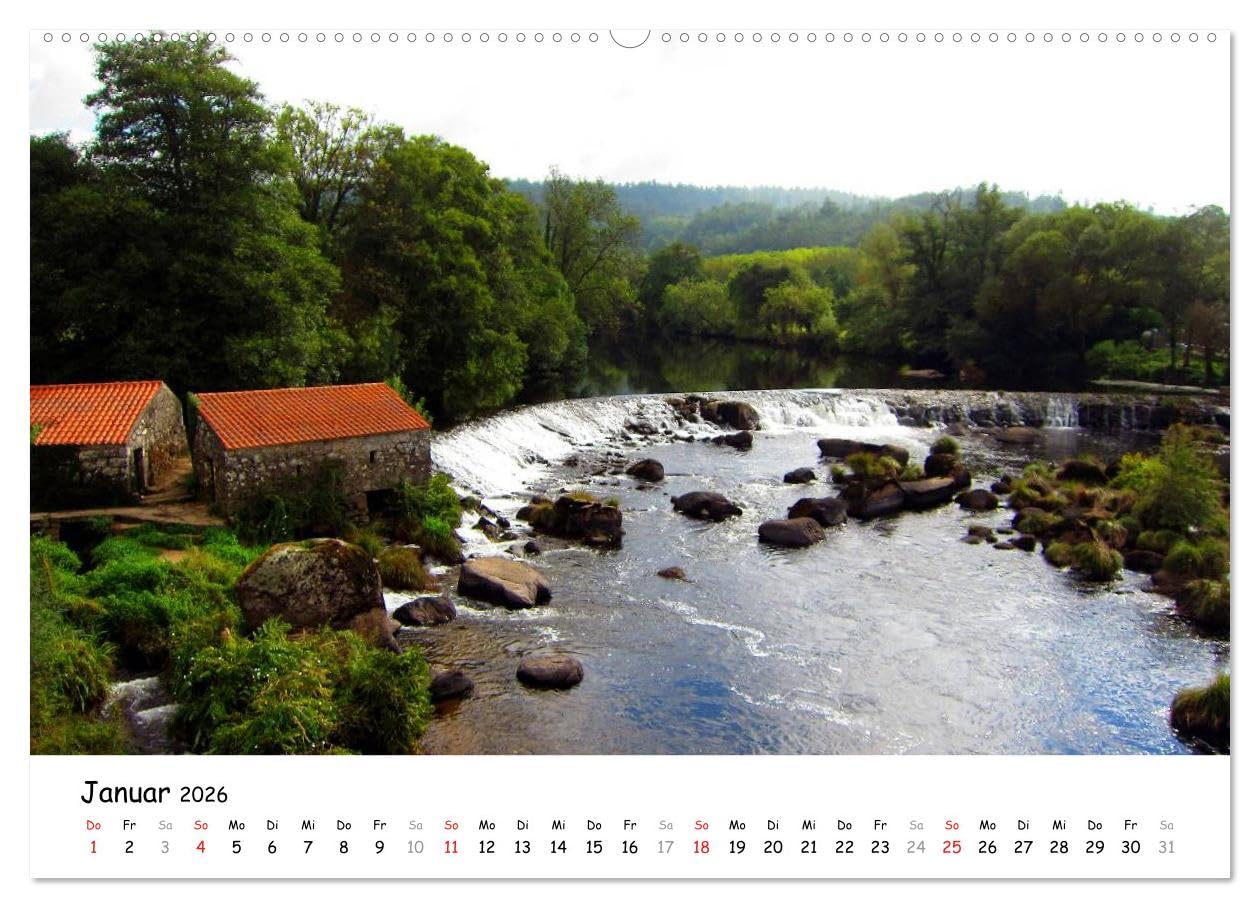 Jakobsweg - Camino Finisterre (hochwertiger Premium Wandkalender 2026 DIN A2 quer), Kunstdruck in Hochglanz: Pilgerweg von Santiago de Compostela nach Finisterre (CALVENDO Natur)