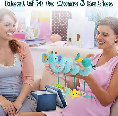 Miniatura 7 de FPVERA Juguete de actividad en espiral para asiento de automóvil, arco de cochecito de bebé, juguete colgante con sonajero, chirriante, campana de