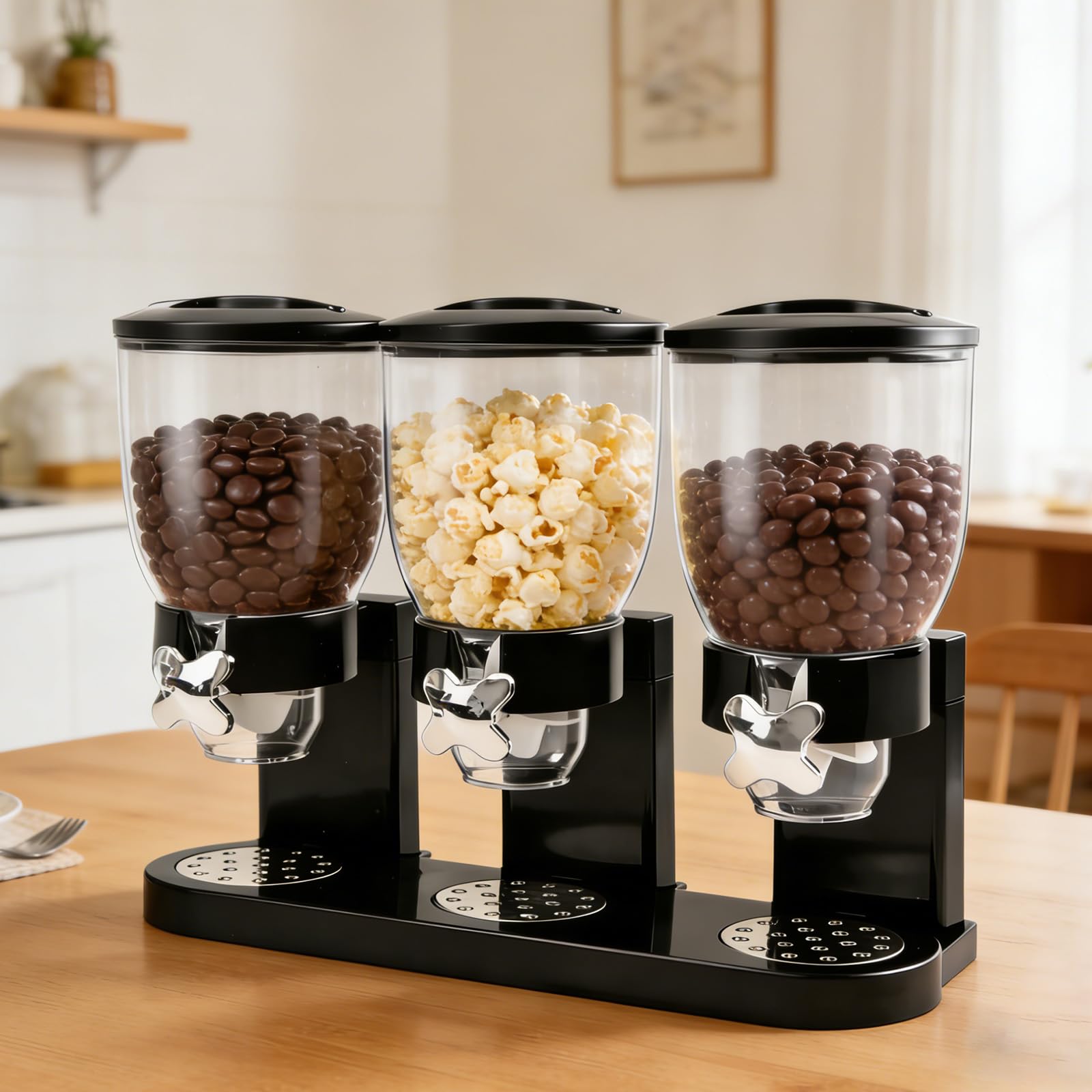 Dispensador de cereales de 2 L, dispensador de alimentos de plástico, dispensador de cereales y copos de maíz, ideal para dulces, recipientes herméticos (PB-038-TMGWFPQ-B)
