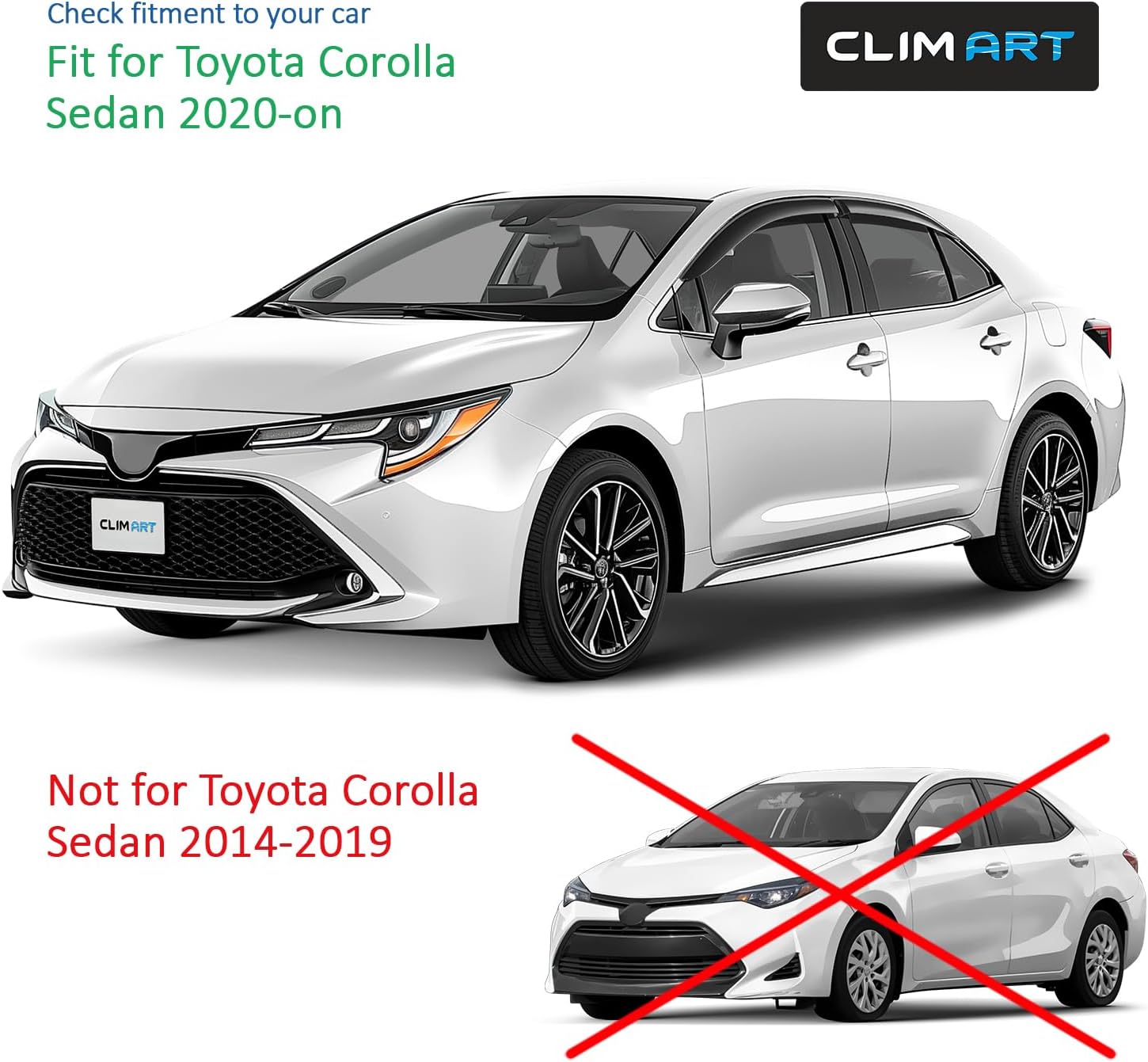 CLIM ART Incredibly Durable Rain Guards for Toyota Corolla 2020-2026 Sedan, Original Tape-on Window Deflectors, Vent Deflector,Car Accessories,Window Visors,4pcs. - 420465