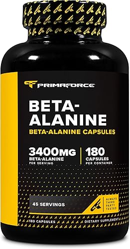 Primaforce Beta Alanine Capsules 3,400mg, 180 Capsules (45 Servings) - Potent Beta-Alanine Supplement