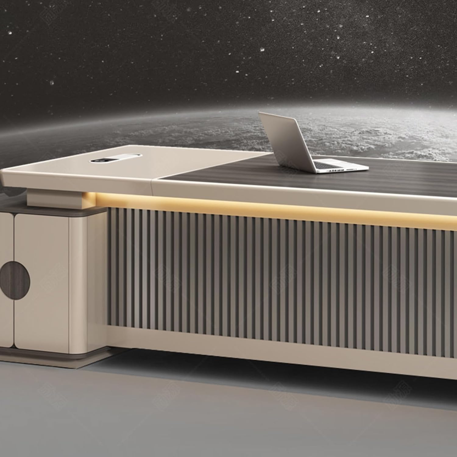 Large Wood Computer Desk Executive Office Desk with Lateral Cabinet Writing Study Table Business Furniture Set for CEO Boss