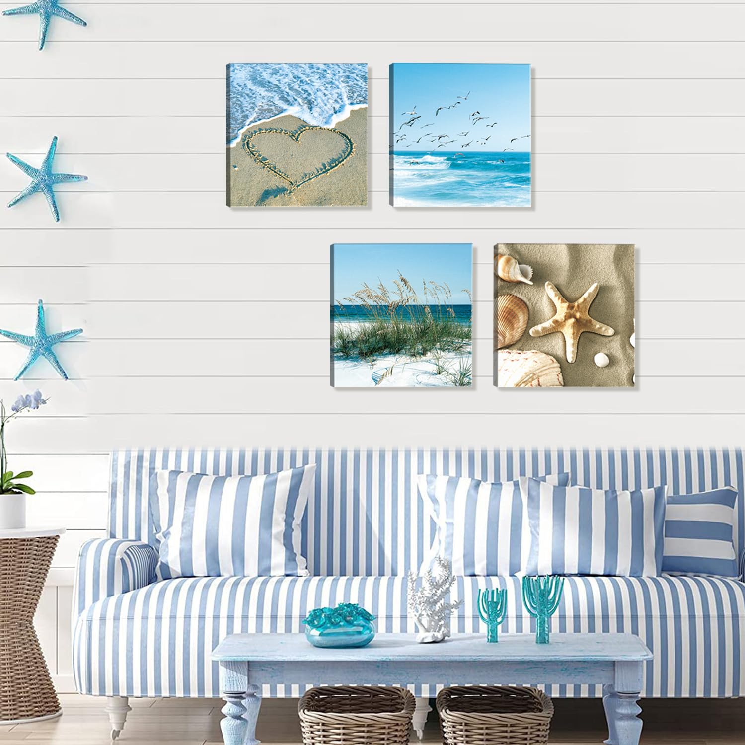 Wandbild „It Is Well With My Soul“ – Leinwanddruck Mit Seestern-Design, Gerahmt