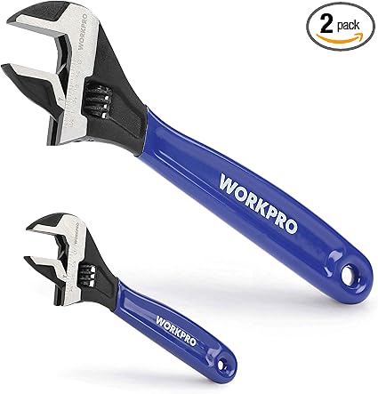 Adjustable Wrench Set 6 Inch & 10 Inch Wide Jaw Black Oxide Wrench Cr V Steel.