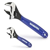 WORKPRO 2-Piece Adjustable Wrench Set&comma; 6-Inch & 10-Inch Wide Jaw Black Oxide Wrench&comma; Cr-V Steel&comma; Metric & SAE Scales&comma; Max Jaw Opening 15&sol;16" & 1-5&sol;16"&comma; for Home Repairs&comma; Plumbing&comma; Garage Work