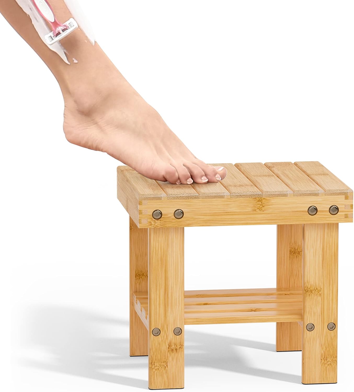 Amazon.com: Zhuoyue Shower Stool for Shaving Legs Wooden Shower Foot ...