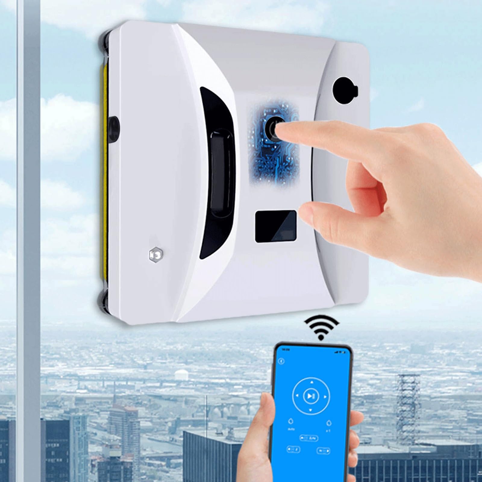 Robot nettoyeur de vitres automatique avec jet d'eau et télécommande