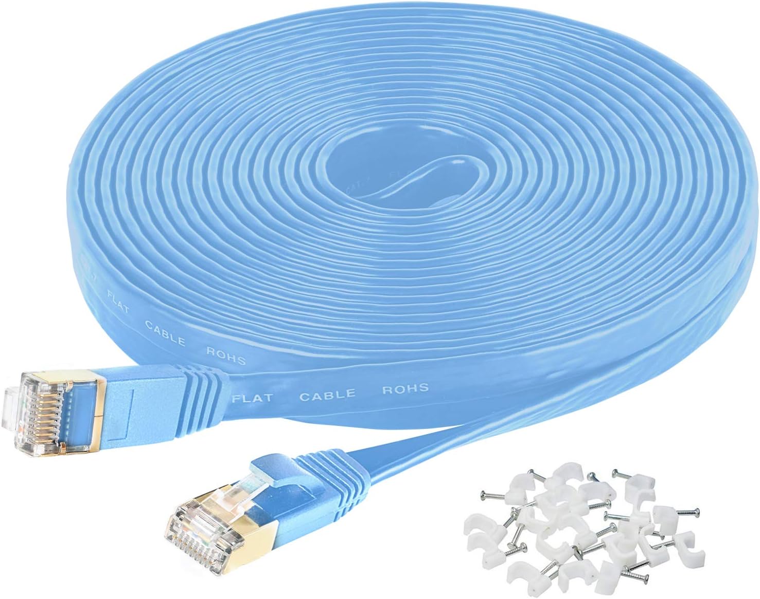 Cat7 Ethernet Cable, 50 Ft Network Cable for Xbox PS4, High Speed Flat Internet Cord with Clips Rj45 Snagless Connector Fast Computer LAN Wire for Gaming,Ethernet Switch, Modem, Router, Coupler, Black : Electronics