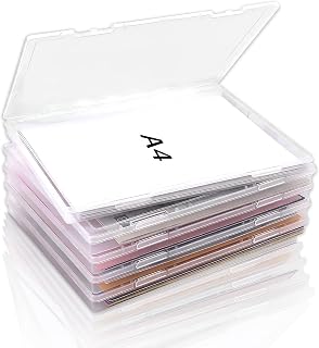 5-Piece Plastic Storage Boxes, A4 Storage Boxes, Stackable Storage Boxes with Lids and Pressure Latch, A4 Versatile Plastic Boxes for Storing Files, Letters, Albums | A4-dokumentlåda, bärbar förvaringslåda, multifunktionella platta arkivlådor för brev, klippböcker, dokument