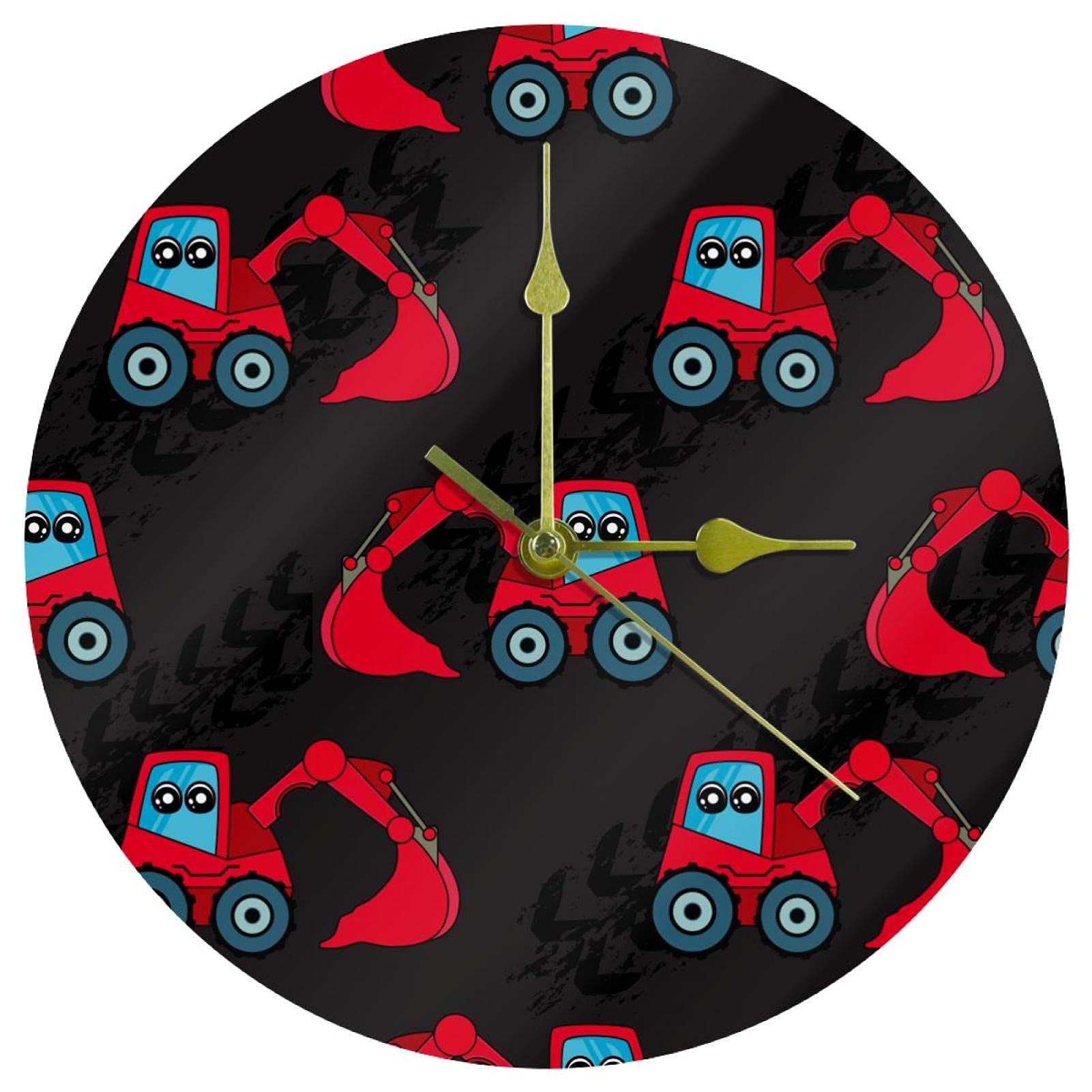 Horloge murale silencieuse rouge pelleteuse pour retrouver le sommeil sans tic-tac