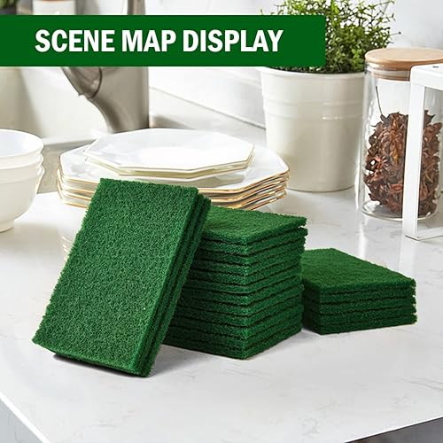 Miniatura 6 de 80 almohadillas para fregar platos, 4 x 6 pulgadas, color verde, reutilizables, para el hogar, para platos, fregadores de cocina y parrillas de metal