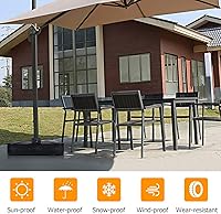 Vista 8 de Tangkula Base de sombrilla de patio con ruedas, peso relleno de arena húmeda de 260 libras, placa base cuadrada resistente para sombrilla con barra