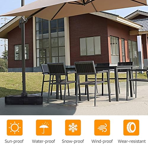 Miniatura 8 de Tangkula Base de sombrilla de patio con ruedas, peso relleno de arena húmeda de 260 libras, placa base cuadrada resistente para sombrilla con barra