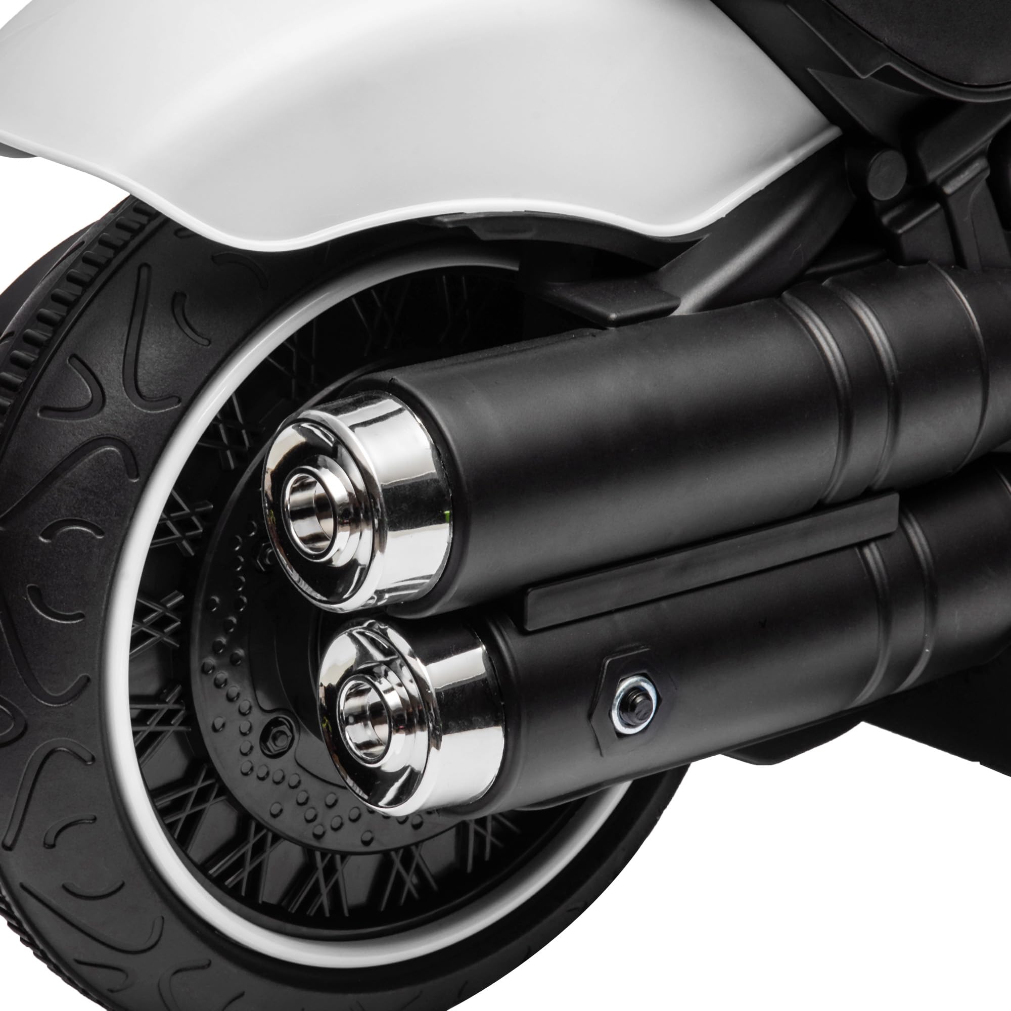 HOMCOM Moto Elettrica Bambini 18-36 Mesi 6V con Rotelle Supplementari, 3km/h Motorino Elettrico per Bambini, Motocicletta Bimbi con Fanale, Max. 25kg, Bianco e Nero