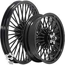 TOFR 21x2.15 17x4.5 Front Rear Wheels Rims 36 Big Fat Spoke For Harley Dyna FXDWG Wide Glide Non-ABS 2006-2017 2007 2008 2009 2010 2011 2012 2013 2014 2015 2016 / 21inch + 17inch Gloss Black