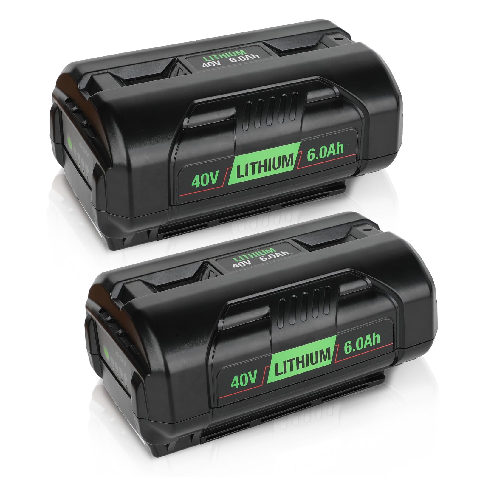 Photo 1 of SFMAKDZ 2-Pack 6000mAh 40V Lithium Battery Replacement for Ryobi OP4050A/OP4026A/OP4040/OP4030, Compatible with Ryobi 40V Power Tools (6.0Ah High-Capacity, Green)
