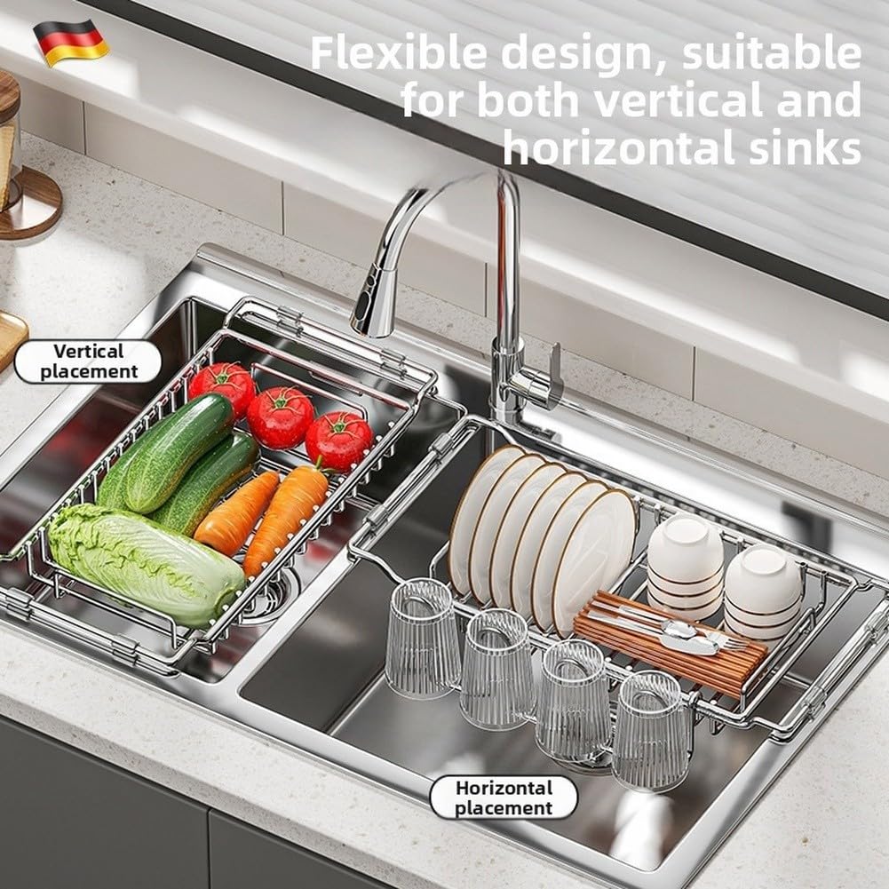 Escurreplatos extensible 42,5 – 55 cm acero inoxidable fregadero
