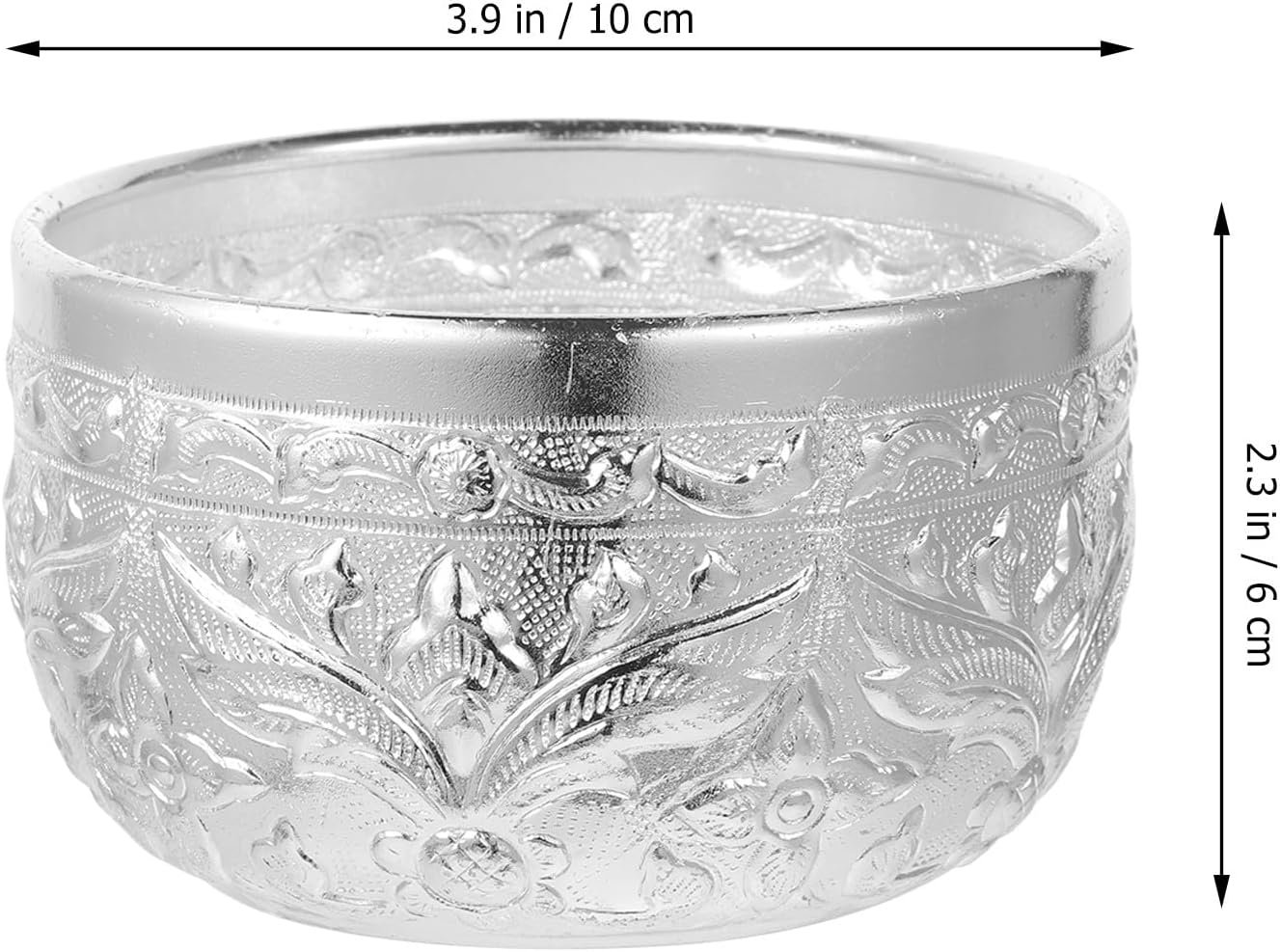 Thai Tin Bowl Small Hand Carved Silver Decorative Accent Bowl image 2