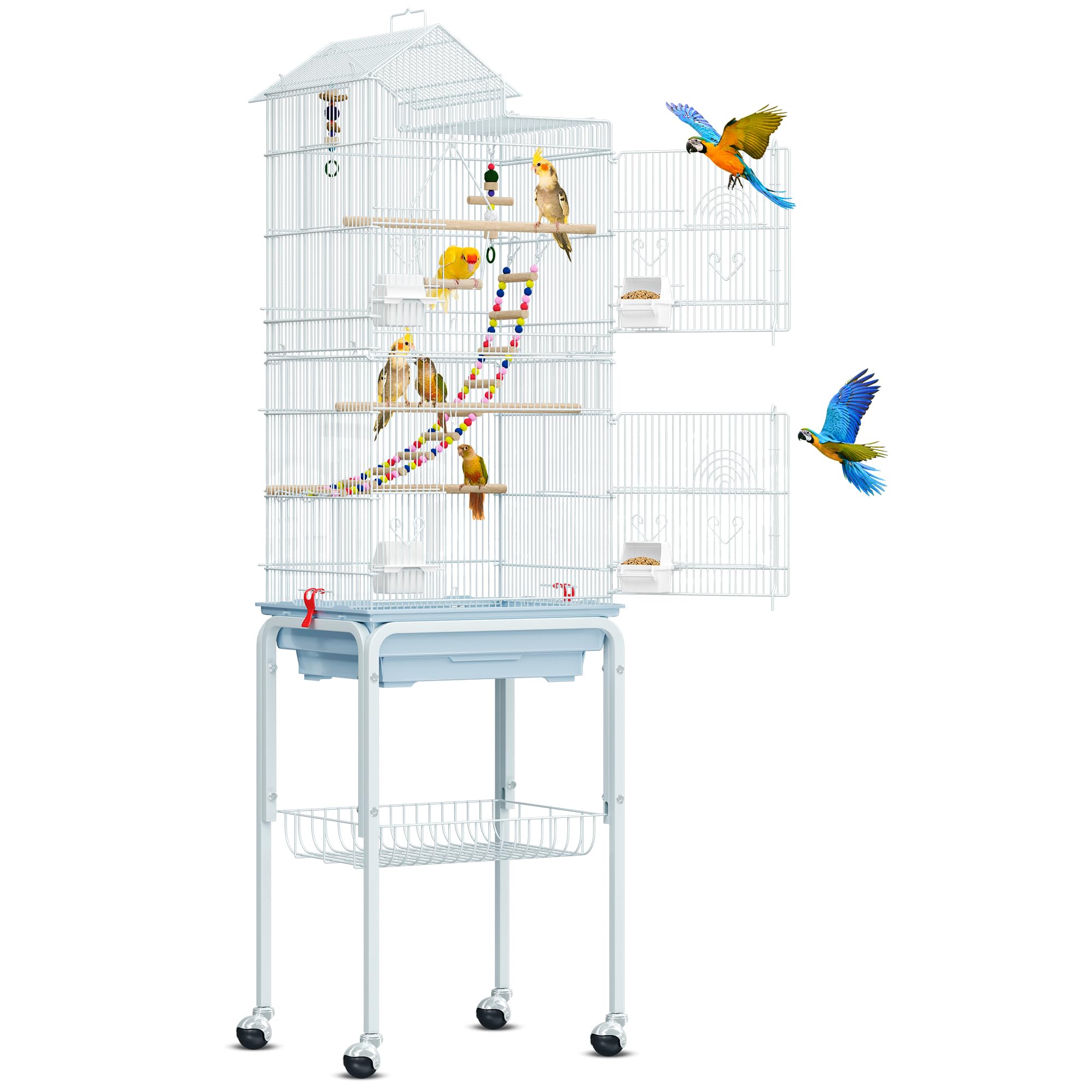 Buy YITAHOME Large Bird Cage, Wrought Iron Flight Bird Parakeet Parrot Budgie Cage for Large