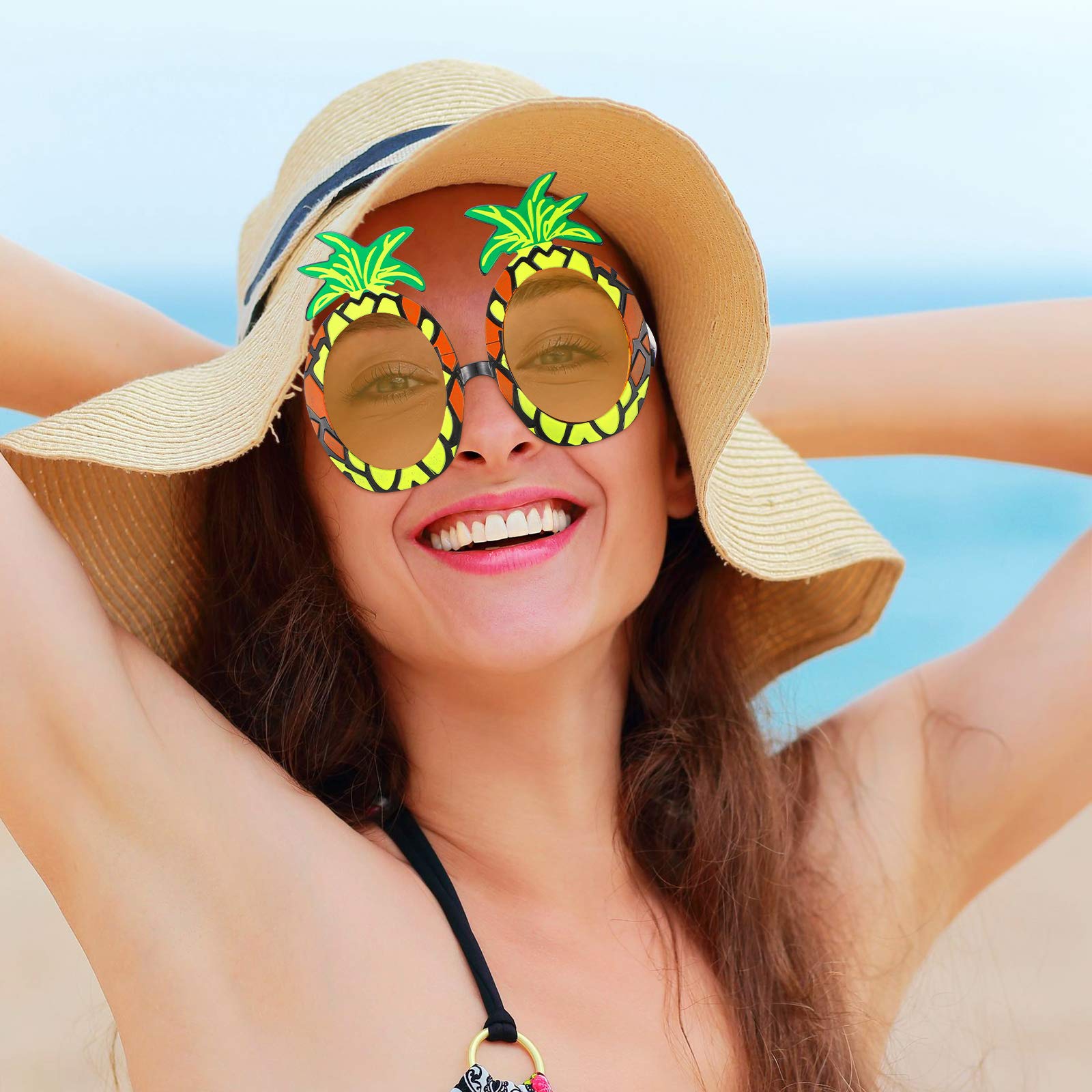 Hawaii-Hula-Rock-Set Mit Ananas-Brille & Blumen-Accessoires – Bunt, Vielseitig Für Party & Strand